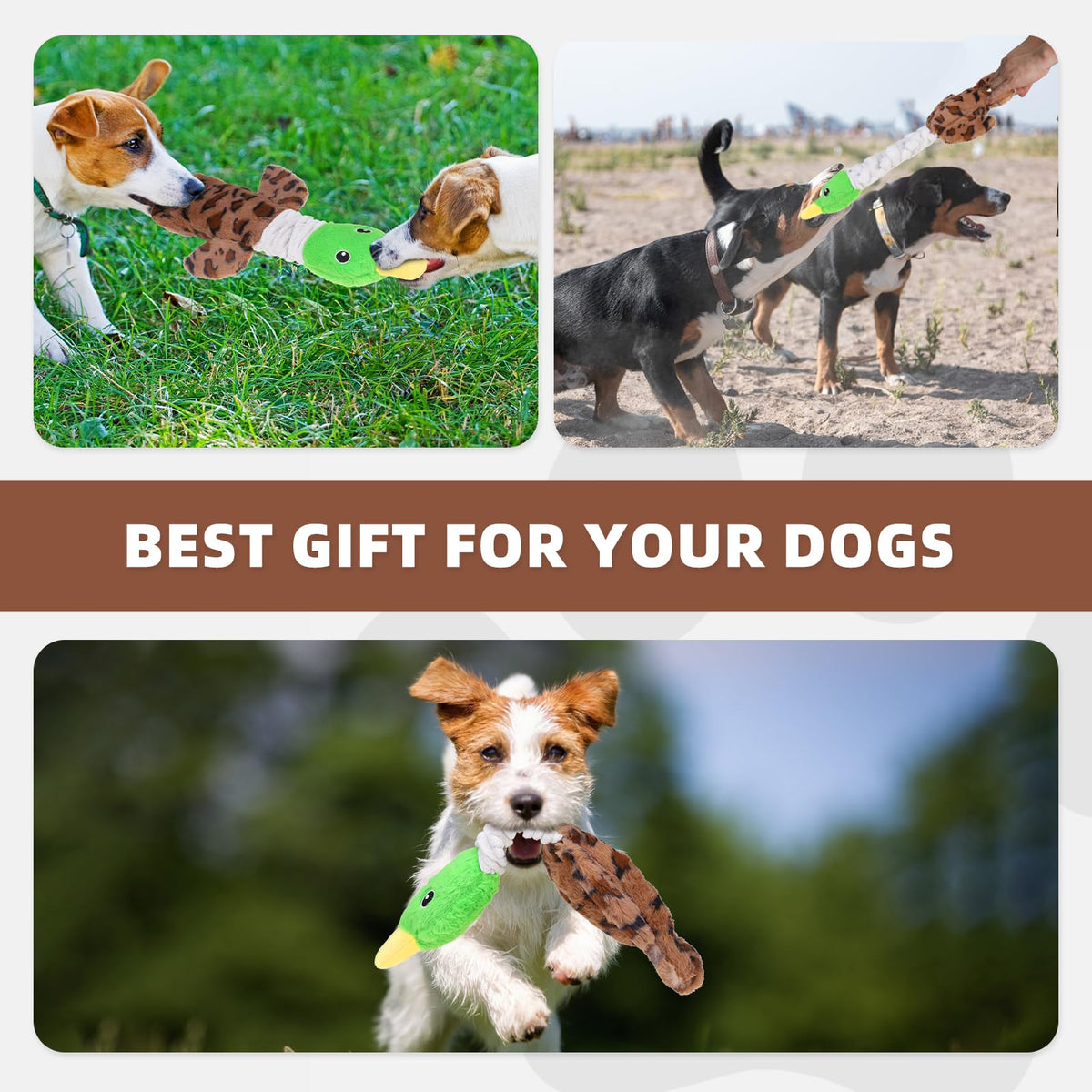 KOOLTAIL Christmas Santa Dog Toys, Tough Plush Dog Chew & Squeaky Toys with Crinkle Paper, Interactive Training & Tug of War Puppy Teething Toy for Indoor Outdoor Play for Small Medium Large Dogs