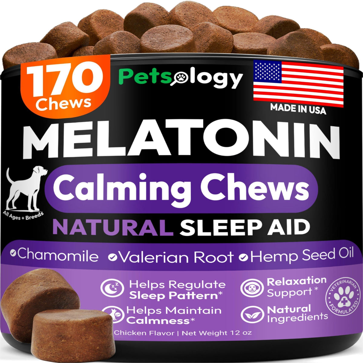 Melatonin Calming Chews for Dogs 170 Chews