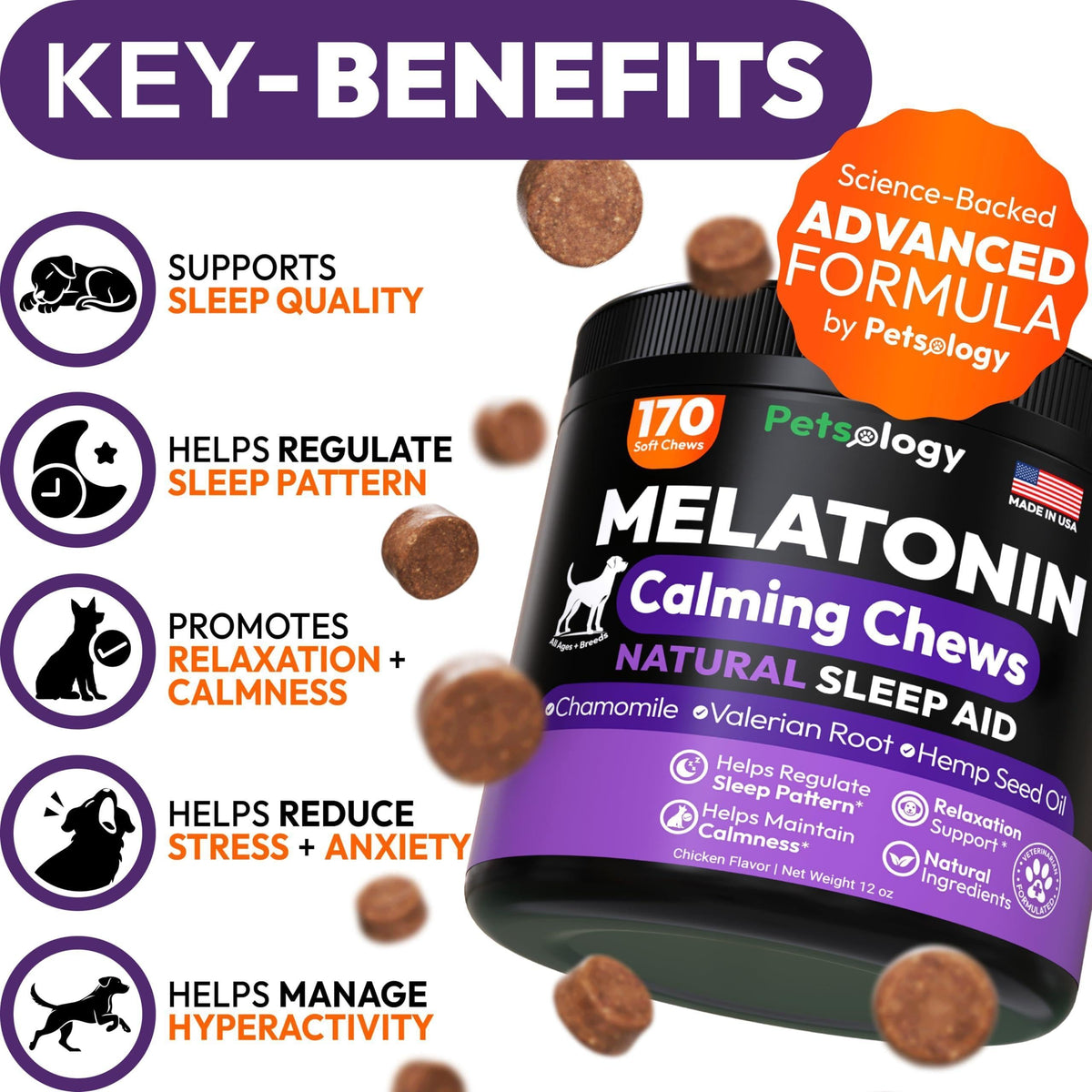 Melatonin Calming Chews for Dogs 170 Chews