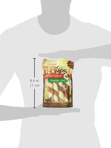 Pork Chomps Roasted Pork Skin Dog Chews, Long Lasting 6in Twists, 4 Count