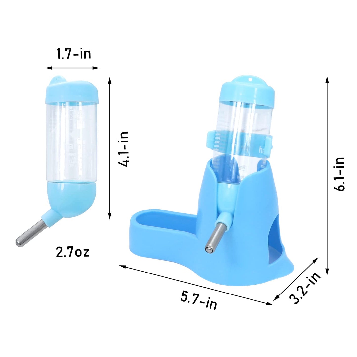 Wontee Hamster Water Bottle Water Dispenser Hamster Silent Exercise Running Wheel for Dwarf Hamsters Gerbil Mice (Blue, 80ML)