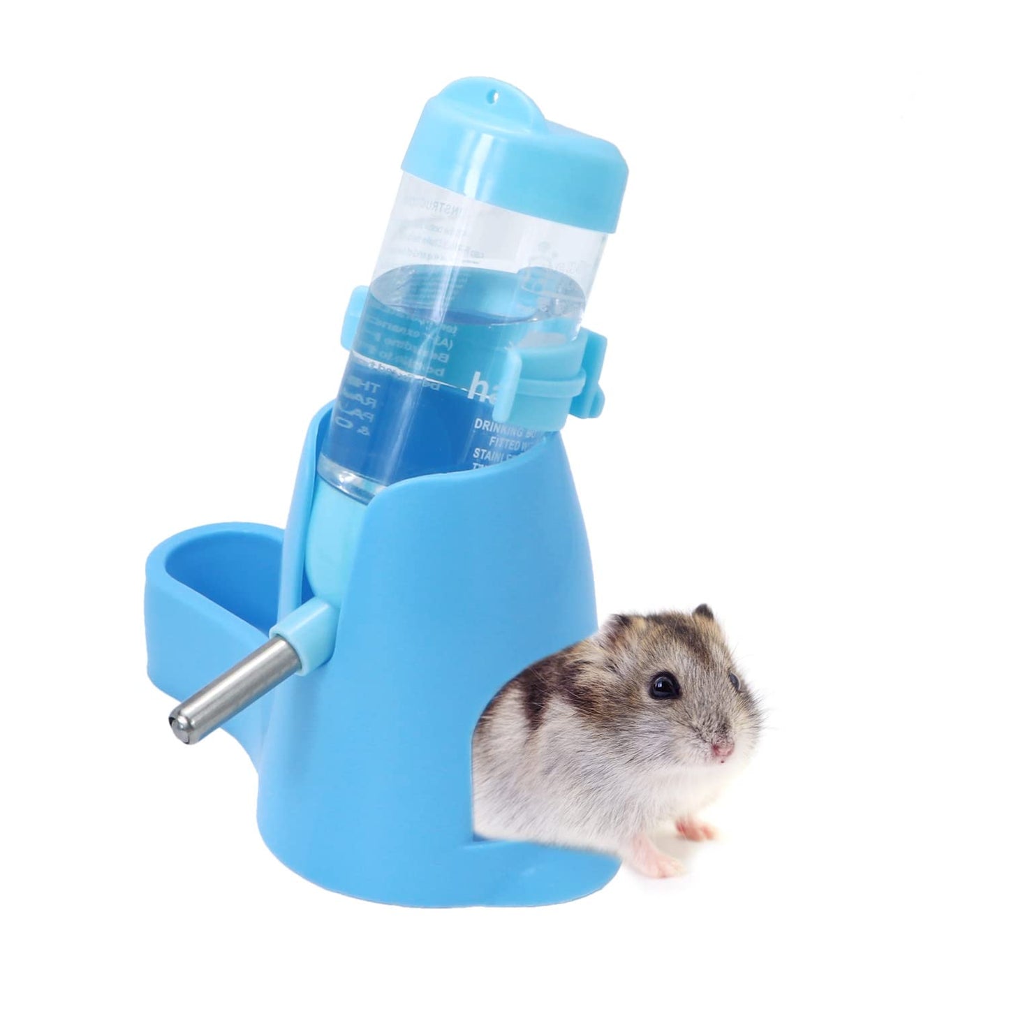 Wontee Hamster Water Bottle Water Dispenser Hamster Silent Exercise Running Wheel for Dwarf Hamsters Gerbil Mice (Blue, 80ML)