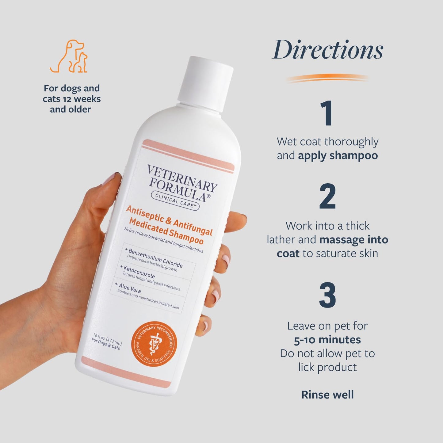 Veterinary Formula Clinical Care Antiseptic & Antifungal Medicated Shampoo and Spray for Dogs and Cats - Helps Alleviate Scaly, Greasy, or Red Skin - Paraben, Dye, and Soap Free, 2 Pack Bundle