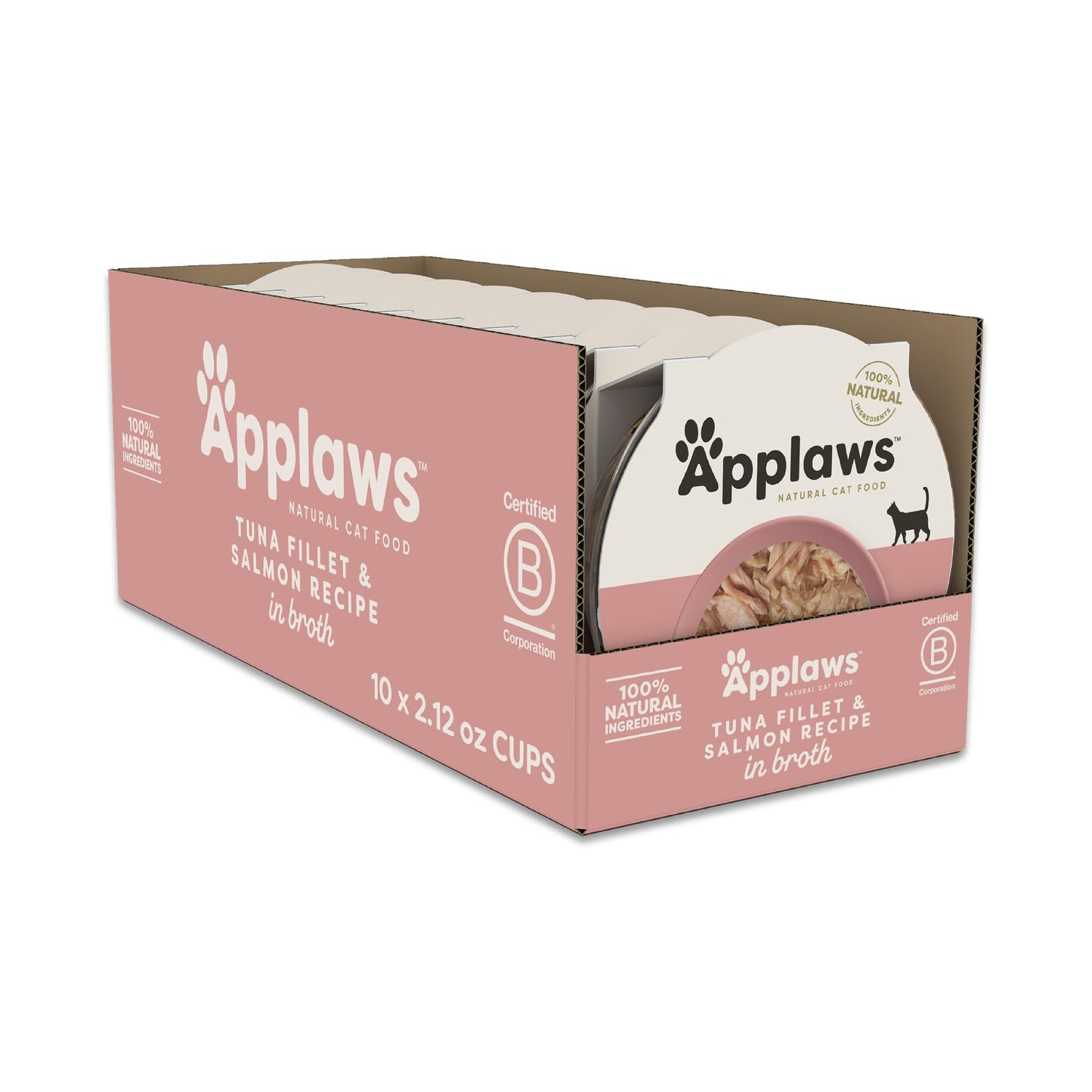 Applaws Natural Wet Cat Food in Broth, Limited and Natural Ingredients, High Protein with No Artificial Additives, Sardine & Mackerel in Broth (10 x 2.12 oz Easy-Open Cups)