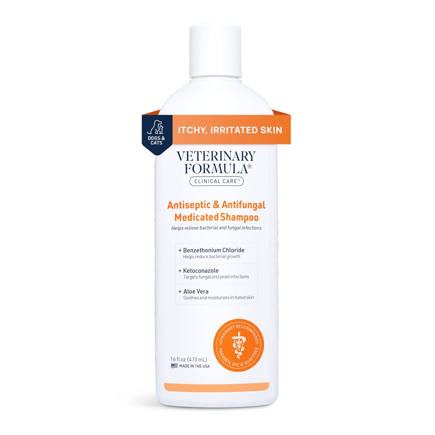 Veterinary Formula Clinical Care Antiseptic & Antifungal Medicated Shampoo and Spray for Dogs and Cats - Helps Alleviate Scaly, Greasy, or Red Skin - Paraben, Dye, and Soap Free, 2 Pack Bundle