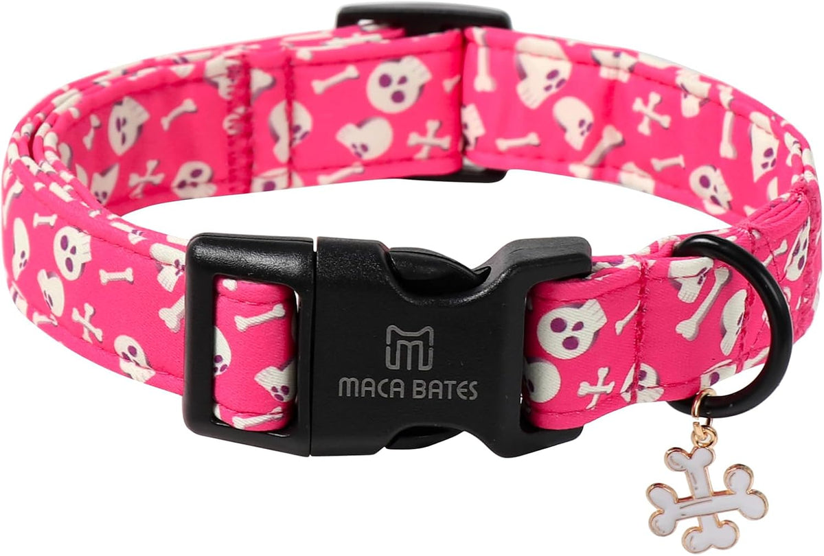 Maca Bates Halloween Pink and Purple Ghost Dog Collar for Large Dogs