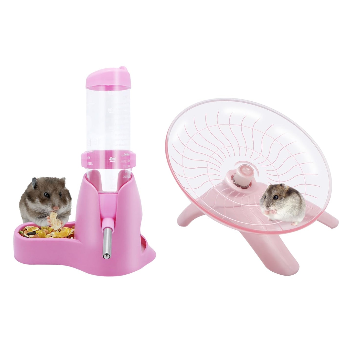 Wontee Hamster Water Bottle Water Dispenser Hamster Silent Exercise Running Wheel for Dwarf Hamsters Gerbil Mice (Blue, 80ML)