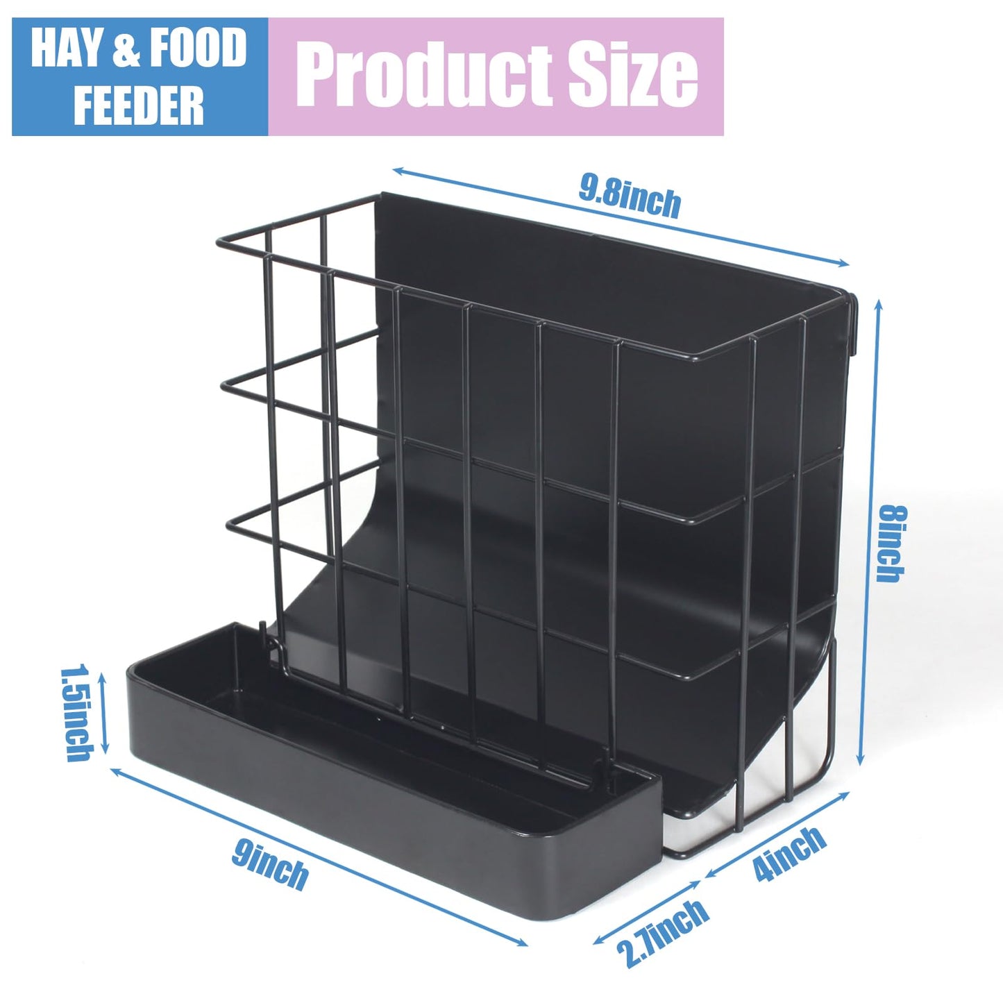 Guinea Pig Hay Feeder，Rabbit Hay Feeder with Heavy-Duty Metal Frame Hay Holder，for Bunny, Guinea Pigs,Chinchillas-6.9x4.7x6.6 inch