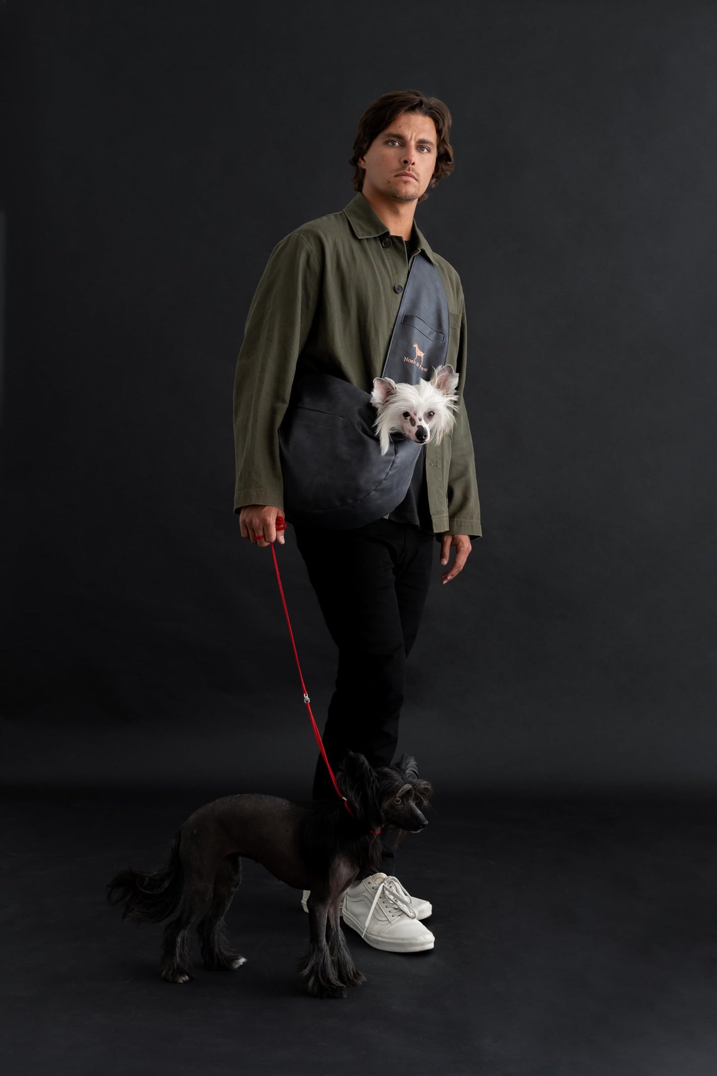 Noah & Paw Dog Sling Carrier for Small Dogs 5-18lb, Dog Sling for Small Dogs and Cats, Dog Carrier with Adjustable Padded Strap, Vegan Leather Lined with Fur, 3X Safety Features, Machine Washable