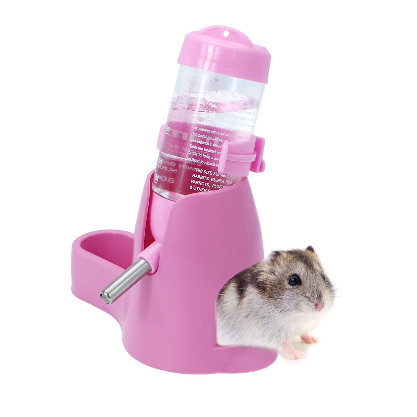 Wontee Hamster Water Bottle Water Dispenser Hamster Silent Exercise Running Wheel for Dwarf Hamsters Gerbil Mice (Blue, 80ML)
