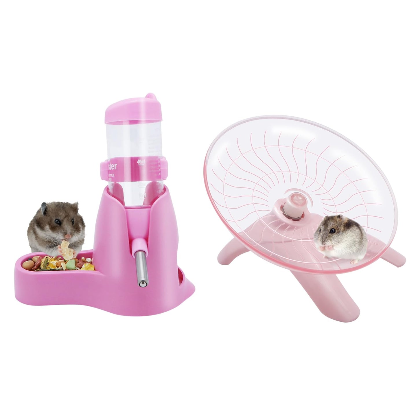 Wontee Hamster Water Bottle Water Dispenser Hamster Silent Exercise Running Wheel for Dwarf Hamsters Gerbil Mice (Blue, 80ML)