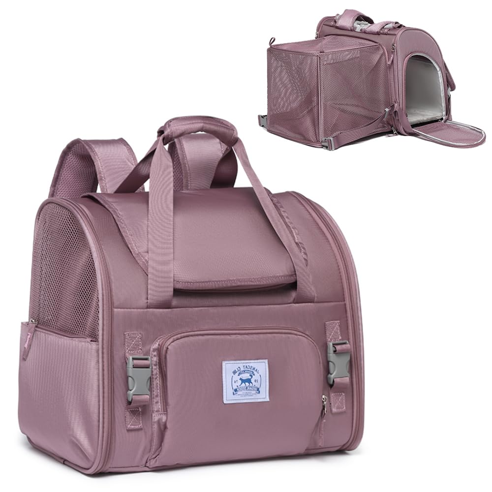 Pet Backpack Carrier for Small Dogs Medium Cats, Puppies,Breathable and Collapsible Design, Portable Travel Bag for Bearded Dragon,Rabbit Cage (Brown +Two-Shoulder, Small)