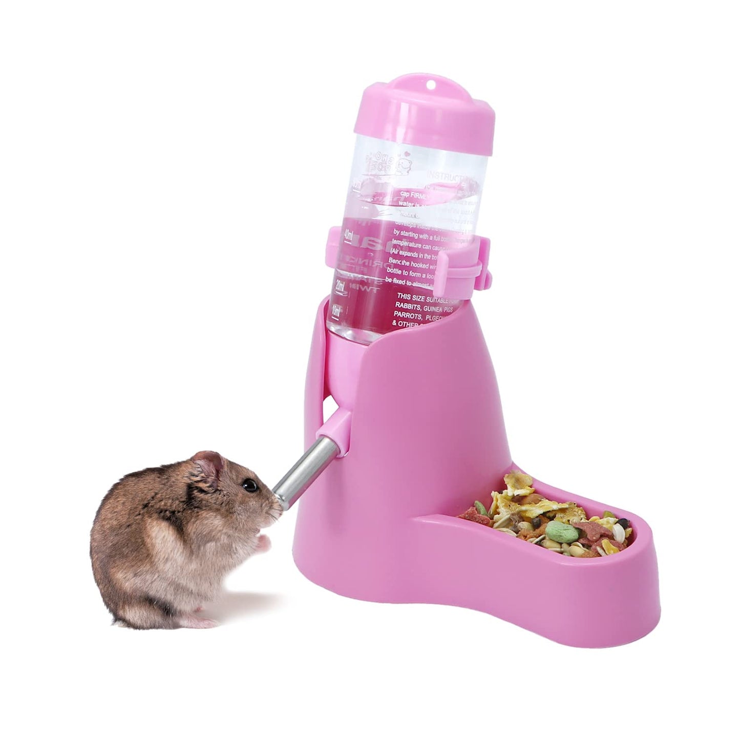 Wontee Hamster Water Bottle Water Dispenser Hamster Silent Exercise Running Wheel for Dwarf Hamsters Gerbil Mice (Blue, 80ML)