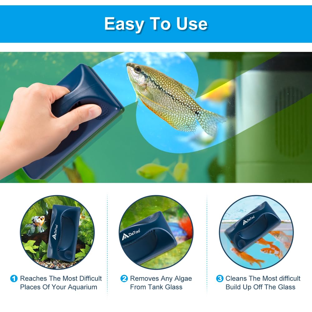 DaToo Aquarium Mini Magnetic Scrubber Scraper Small Fish Tank Cleaner Nano Glass Aquarium Cleaning Tools with Super Strong Magnet