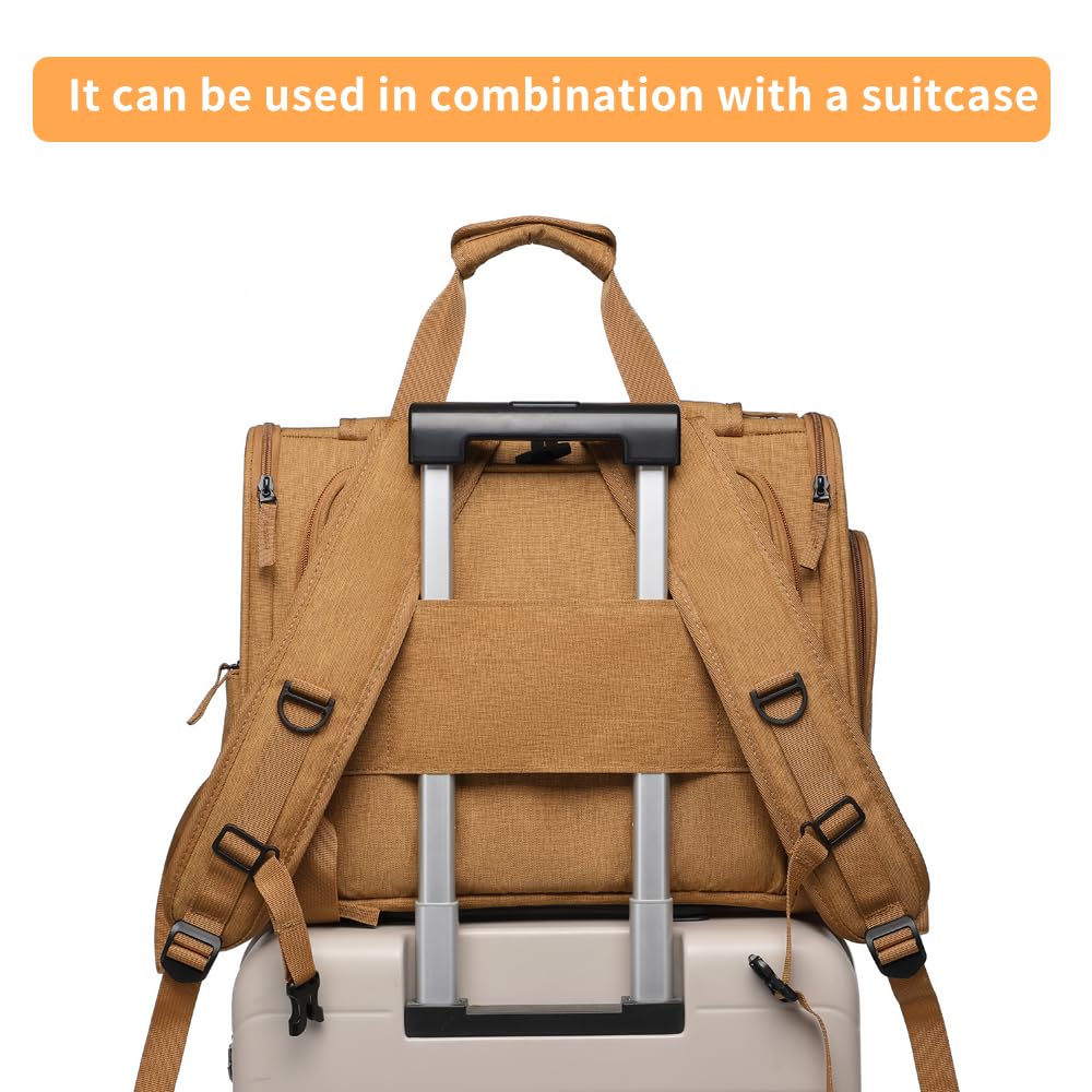 Pet Backpack Carrier for Small Dogs Medium Cats, Puppies,Breathable and Collapsible Design, Portable Travel Bag for Bearded Dragon,Rabbit Cage (Brown +Two-Shoulder, Small)