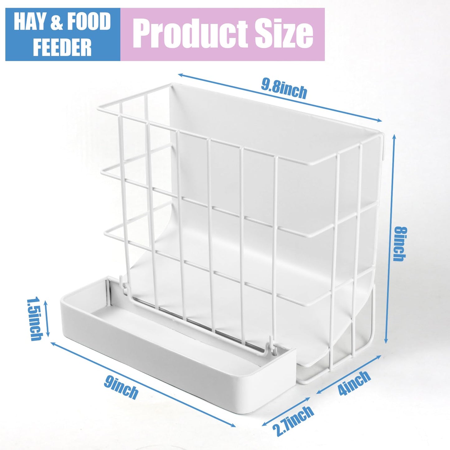 Guinea Pig Hay Feeder，Rabbit Hay Feeder with Heavy-Duty Metal Frame Hay Holder，for Bunny, Guinea Pigs,Chinchillas-6.9x4.7x6.6 inch