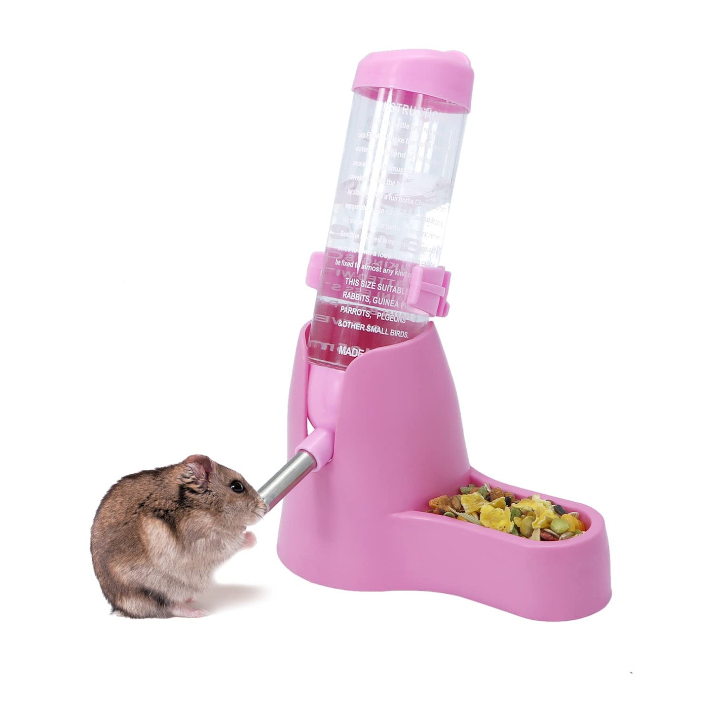 Wontee Hamster Water Bottle Water Dispenser Hamster Silent Exercise Running Wheel for Dwarf Hamsters Gerbil Mice (Blue, 80ML)