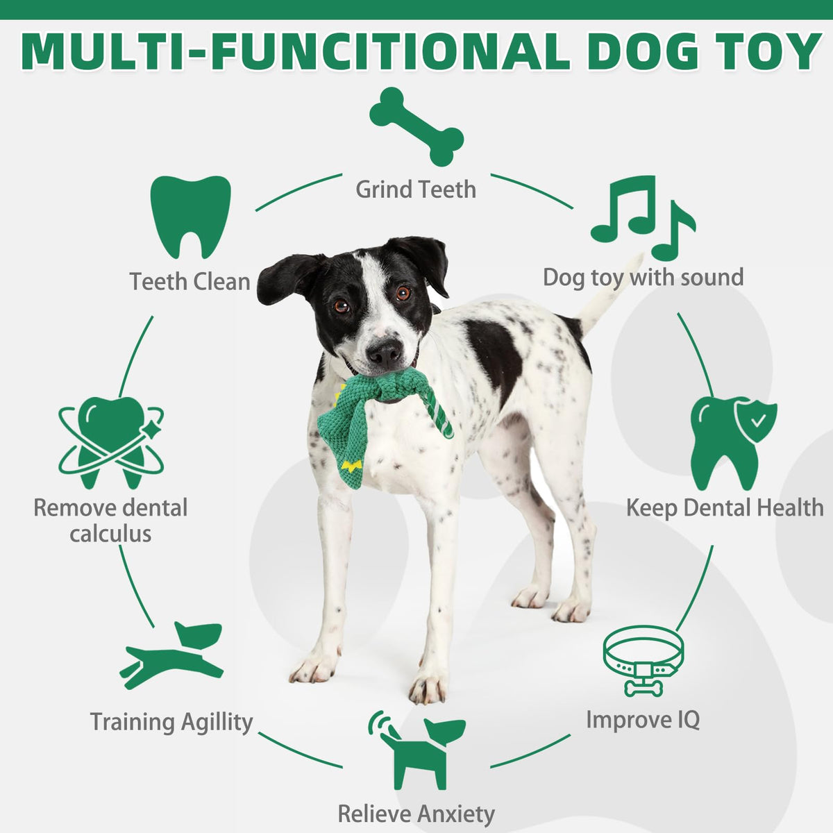 KOOLTAIL Christmas Santa Dog Toys, Tough Plush Dog Chew & Squeaky Toys with Crinkle Paper, Interactive Training & Tug of War Puppy Teething Toy for Indoor Outdoor Play for Small Medium Large Dogs