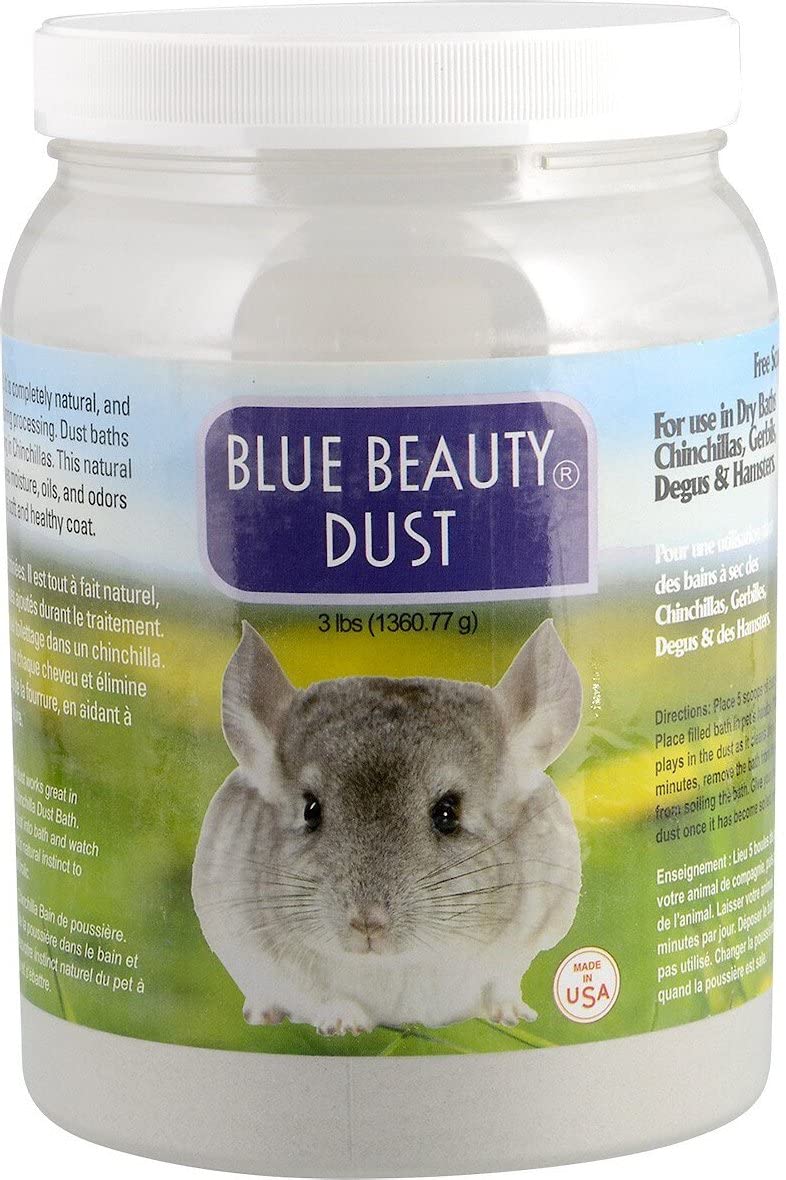 Lixit Blue Beauty® Chinchilla Dust Powder - Dry Bath Grooming Dust for Hamsters, Gerbil, Degus, and Small Animals - Made in the USA (3 Pound)