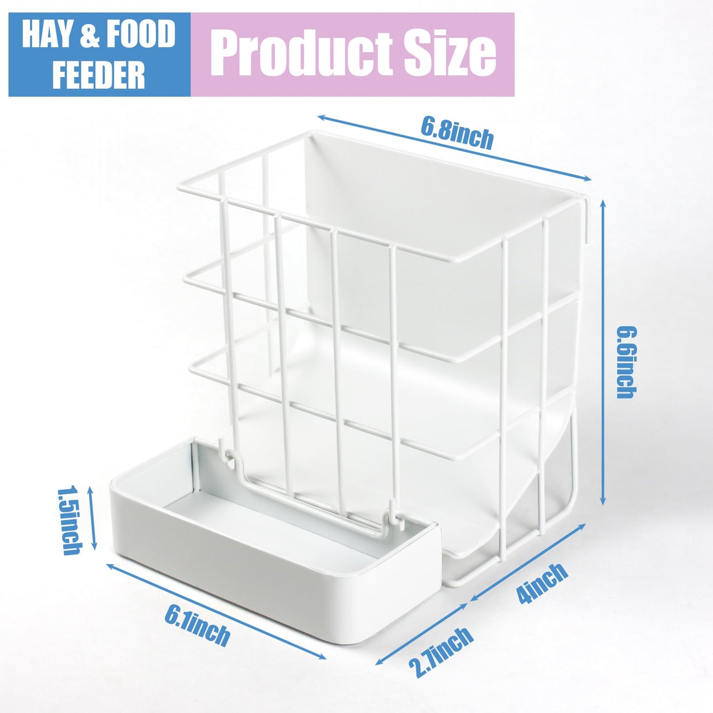 Guinea Pig Hay Feeder，Rabbit Hay Feeder with Heavy-Duty Metal Frame Hay Holder，for Bunny, Guinea Pigs,Chinchillas-6.9x4.7x6.6 inch