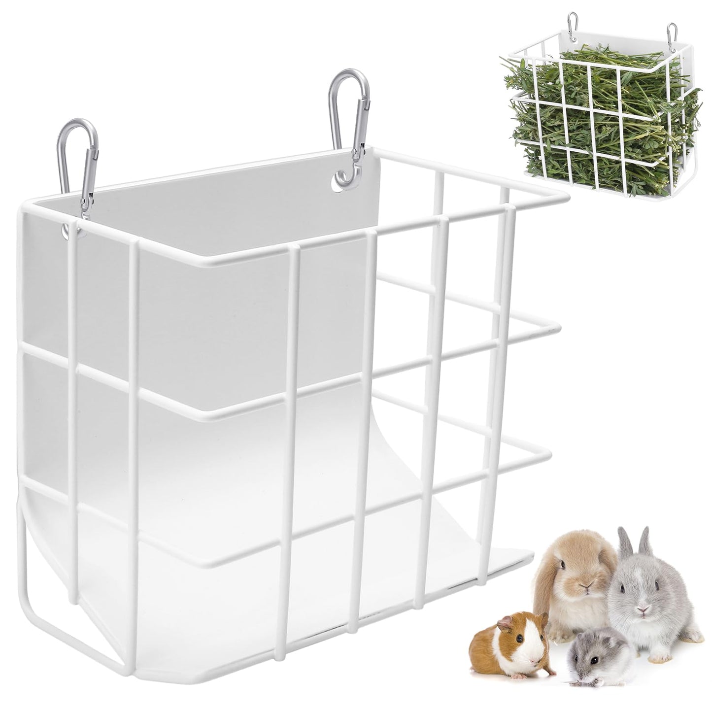 Guinea Pig Hay Feeder，Rabbit Hay Feeder with Heavy-Duty Metal Frame Hay Holder，for Bunny, Guinea Pigs,Chinchillas-6.9x4.7x6.6 inch