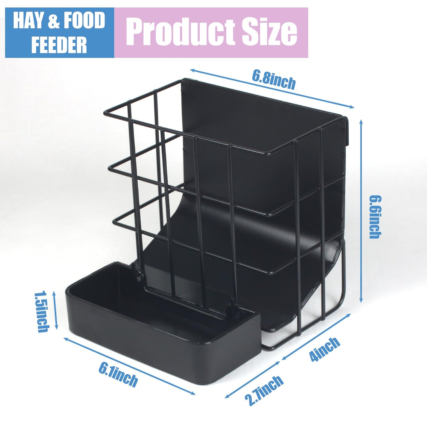 Guinea Pig Hay Feeder，Rabbit Hay Feeder with Heavy-Duty Metal Frame Hay Holder，for Bunny, Guinea Pigs,Chinchillas-6.9x4.7x6.6 inch
