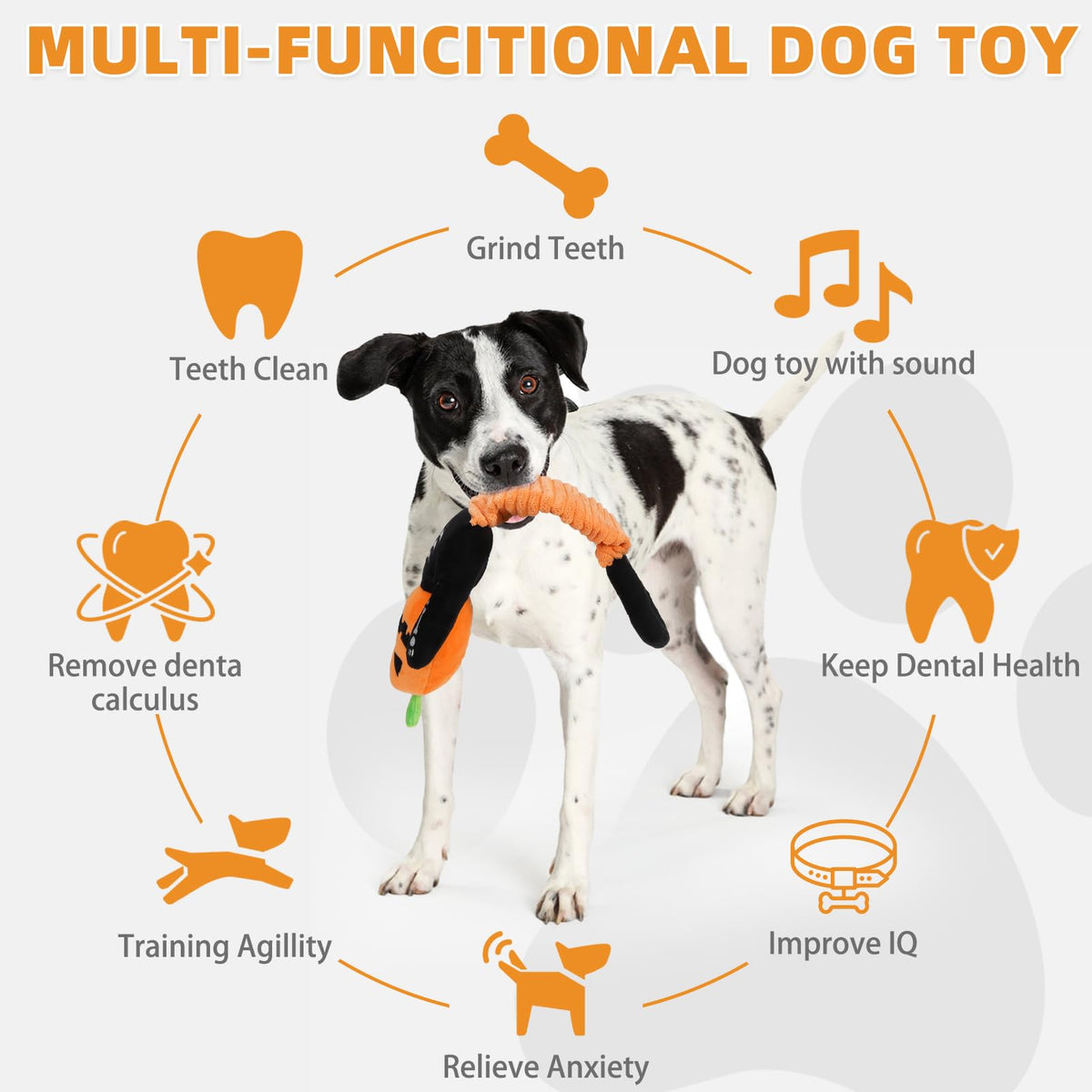 KOOLTAIL Christmas Santa Dog Toys, Tough Plush Dog Chew & Squeaky Toys with Crinkle Paper, Interactive Training & Tug of War Puppy Teething Toy for Indoor Outdoor Play for Small Medium Large Dogs