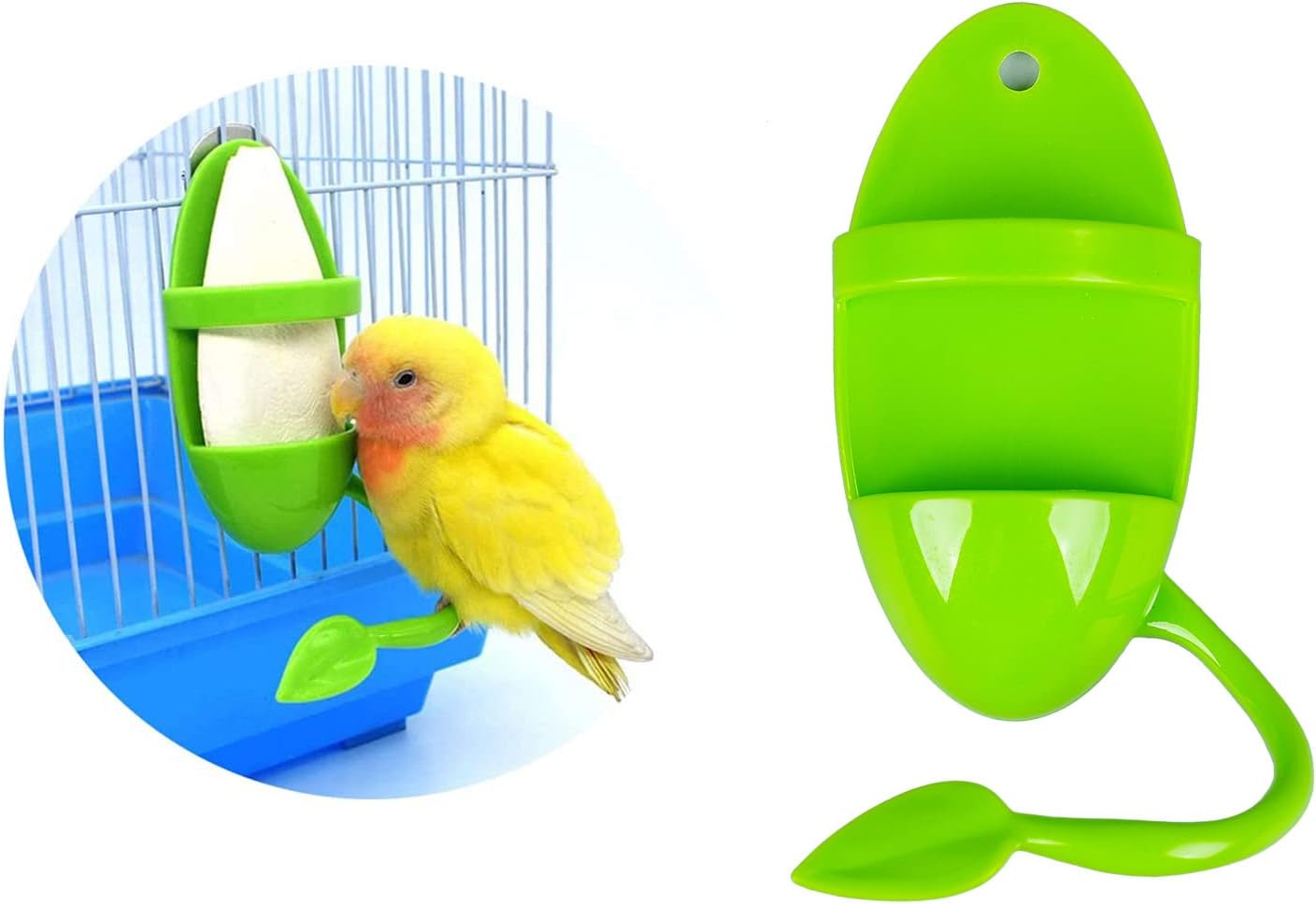 2pcs Plastic Pet Bird Cuttlebone Holder Food Holder, Cuddle Bone Feeding Racks, Cuttlebone Holder for Cockatiels Parakeets Budgies Finches Green