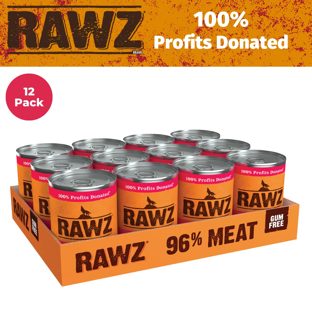Rawz 96% Meat Canned Wet Food for Dogs 12 Pack/ 12.5 oz. Cans (Beef/Beef Liver)