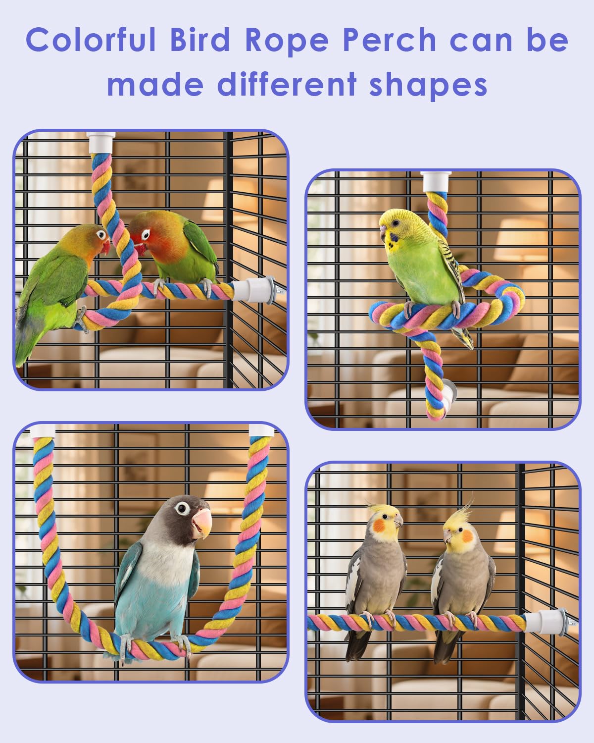 Bissap Bird Chew Toys, 7 Packs Parakeet Natural Wood Toys Parrot Hanging Cage Toy Perch Stand for Small Birds Conure Cockatiel Parrotlet Lovebird Budgie