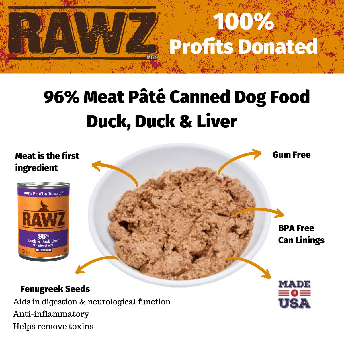 Rawz 96% Meat Canned Wet Food for Dogs 12 Pack/ 12.5 oz. Cans (Beef/Beef Liver)