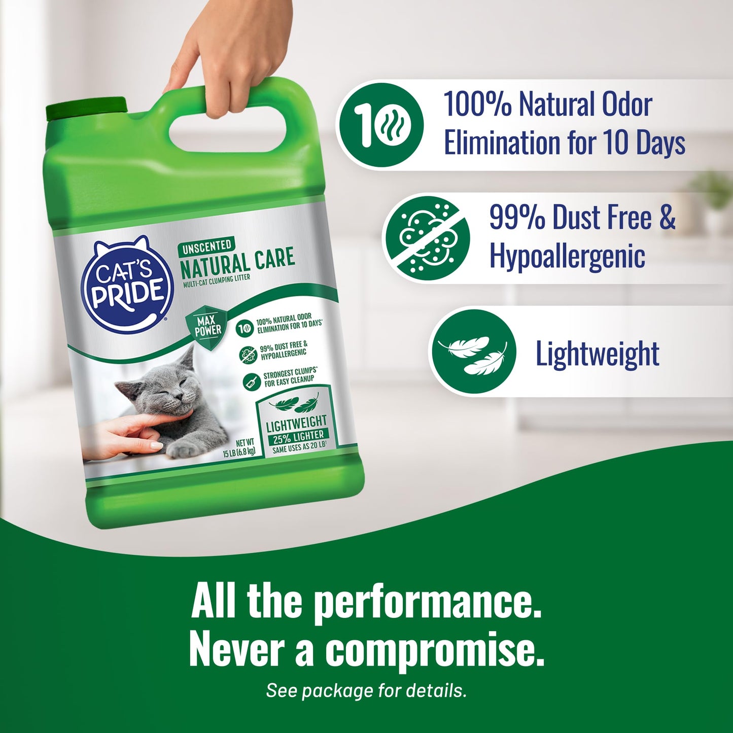 Cat's Pride Max Power: Total Odor Control - Up to 10 Days of Powerful Odor Control - Strong Clumping - 99% Dust Free - Multi-Cat Litter, Scented, 15 Pounds
