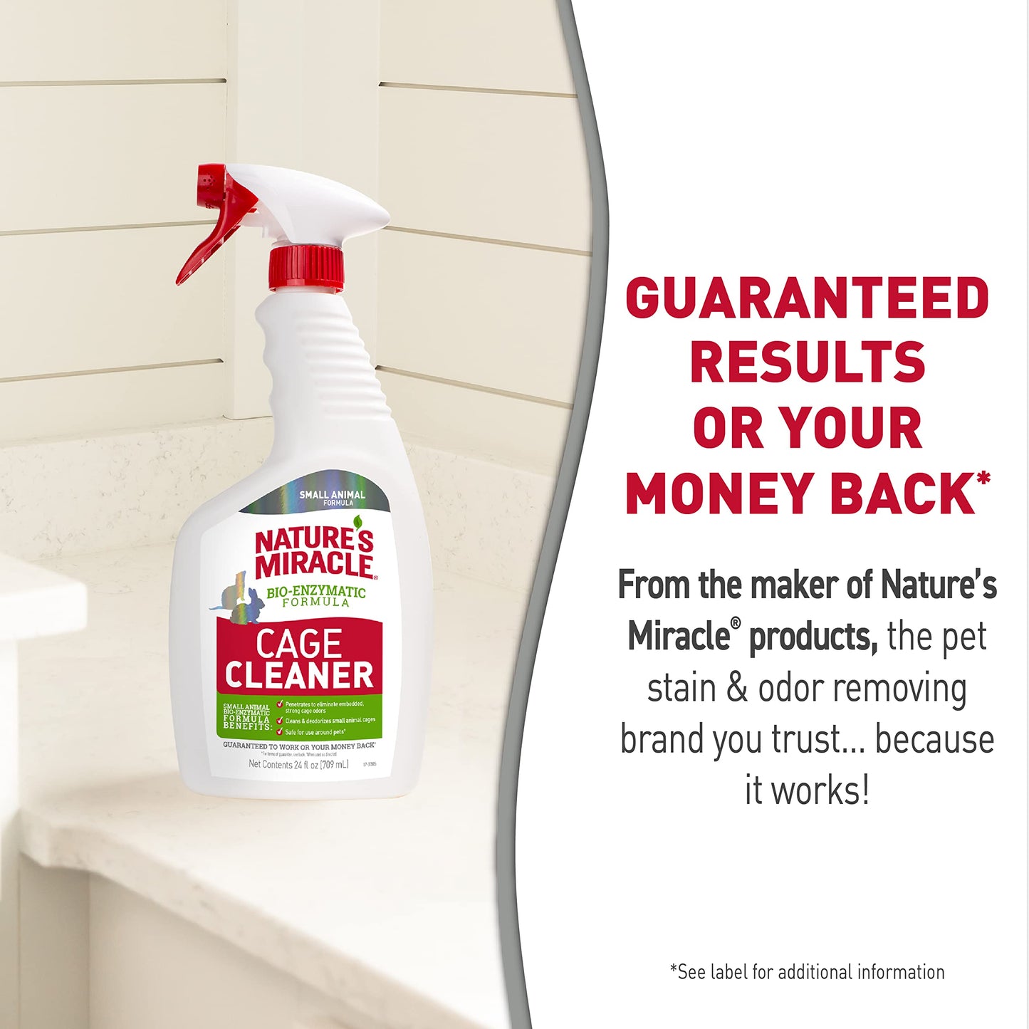 Nature’s Miracle Small Animal Cage and Surface Cleaner, Bio-Enzymatic Cleaning Formula, Destroy Tough Stains and Odors, 24 Ounces