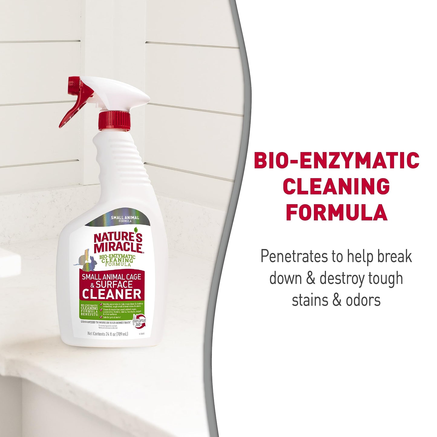 Nature’s Miracle Small Animal Cage and Surface Cleaner, Bio-Enzymatic Cleaning Formula, Destroy Tough Stains and Odors, 24 Ounces