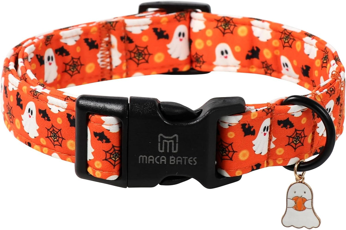 Maca Bates Halloween Pink and Purple Ghost Dog Collar for Large Dogs