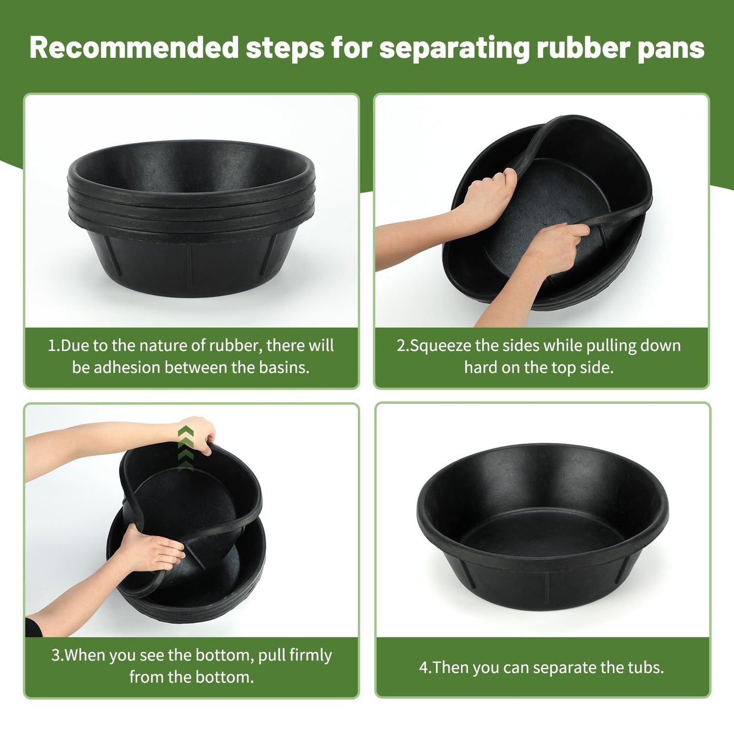 2Pcs Rubber Feed Pan, 1 Gallon Horse Feed Bucket Utility Feed Bucket, 10.6 x 4.1Inches Rubber Bowl Chicken Dust Bath Livestock Water Bowl for Pig Goat Chicken Dogs Farm Small Animal