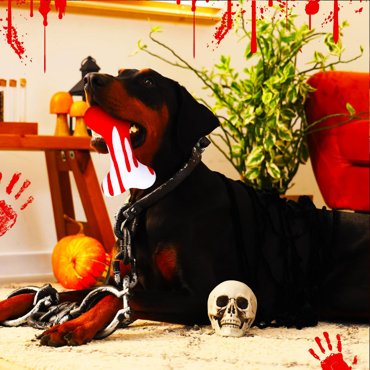 6 Pcs Fall Dog Toys Bone Shaped Thanksgiving Dog Chew Toy
