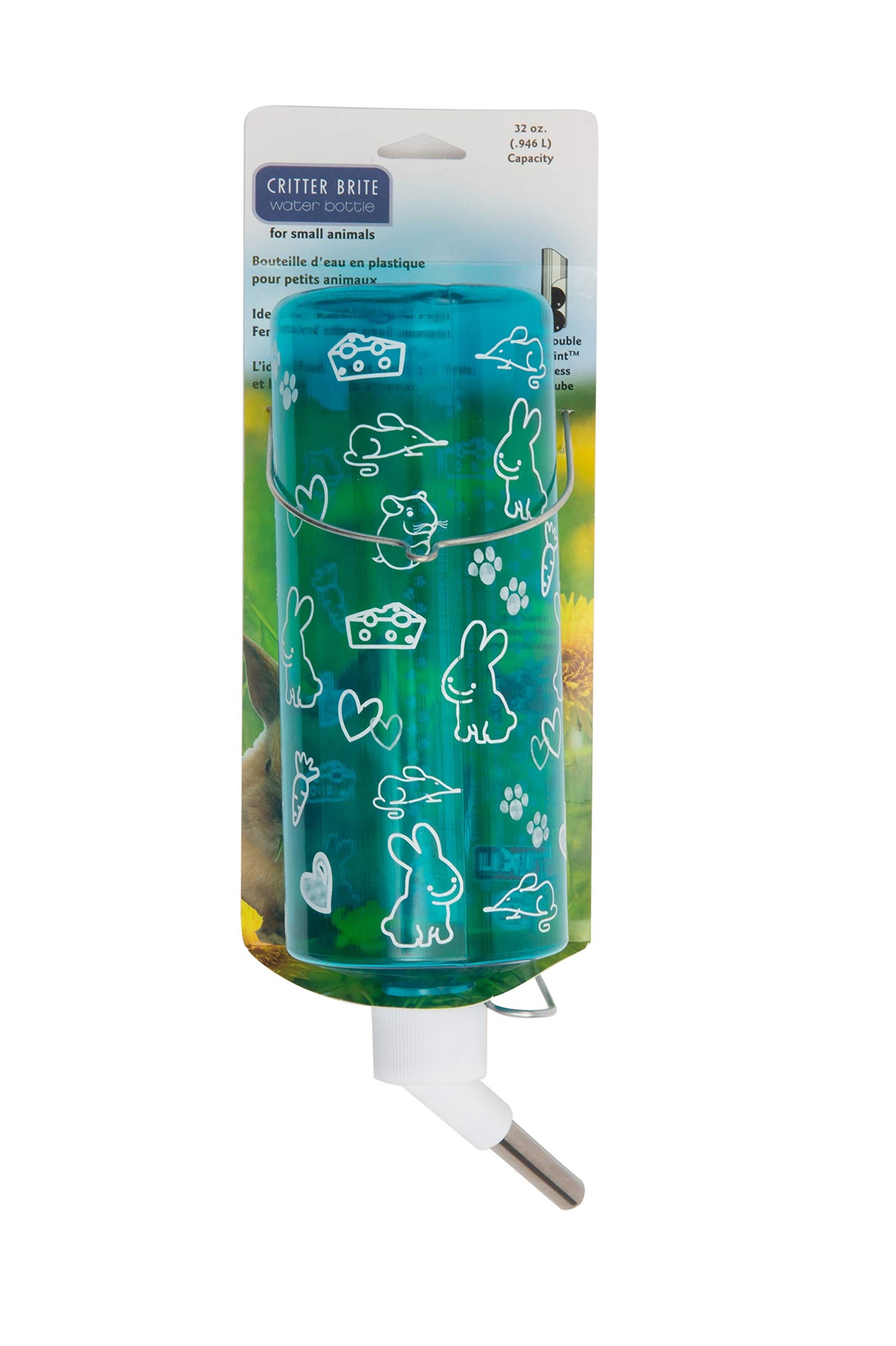 Lixit Standard Cage Water Bottles for Rabbits, Ferrets, Guinea Pigs, Hamsters, Rats, Mice and Other Small Animal's (32 Ounce, Clear)