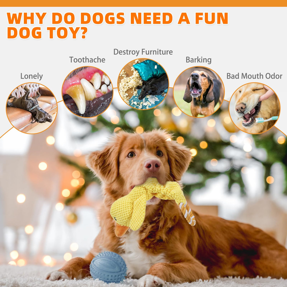 KOOLTAIL Christmas Santa Dog Toys, Tough Plush Dog Chew & Squeaky Toys with Crinkle Paper, Interactive Training & Tug of War Puppy Teething Toy for Indoor Outdoor Play for Small Medium Large Dogs
