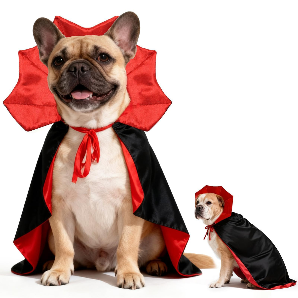 Olanrun Dog Costume - Dog Halloween Costumes Vampire Cloak, Wizard Outfit, Witch Cosplay Apparel Cape - Funny Party Dress Up Halloween Pet Costumes for Small Dogs, Cats (Black Red)