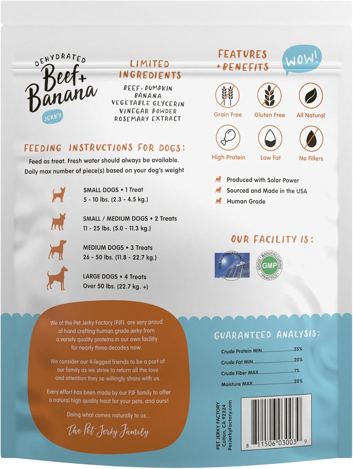 Turkey & Pumpkin 5 oz. Dog Jerky Treat | Human Grade | High Protein