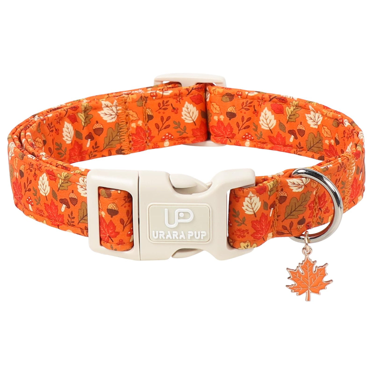 Maple Leaf Dog Collar, Fall Autumn Orange Leaf Dog Collar