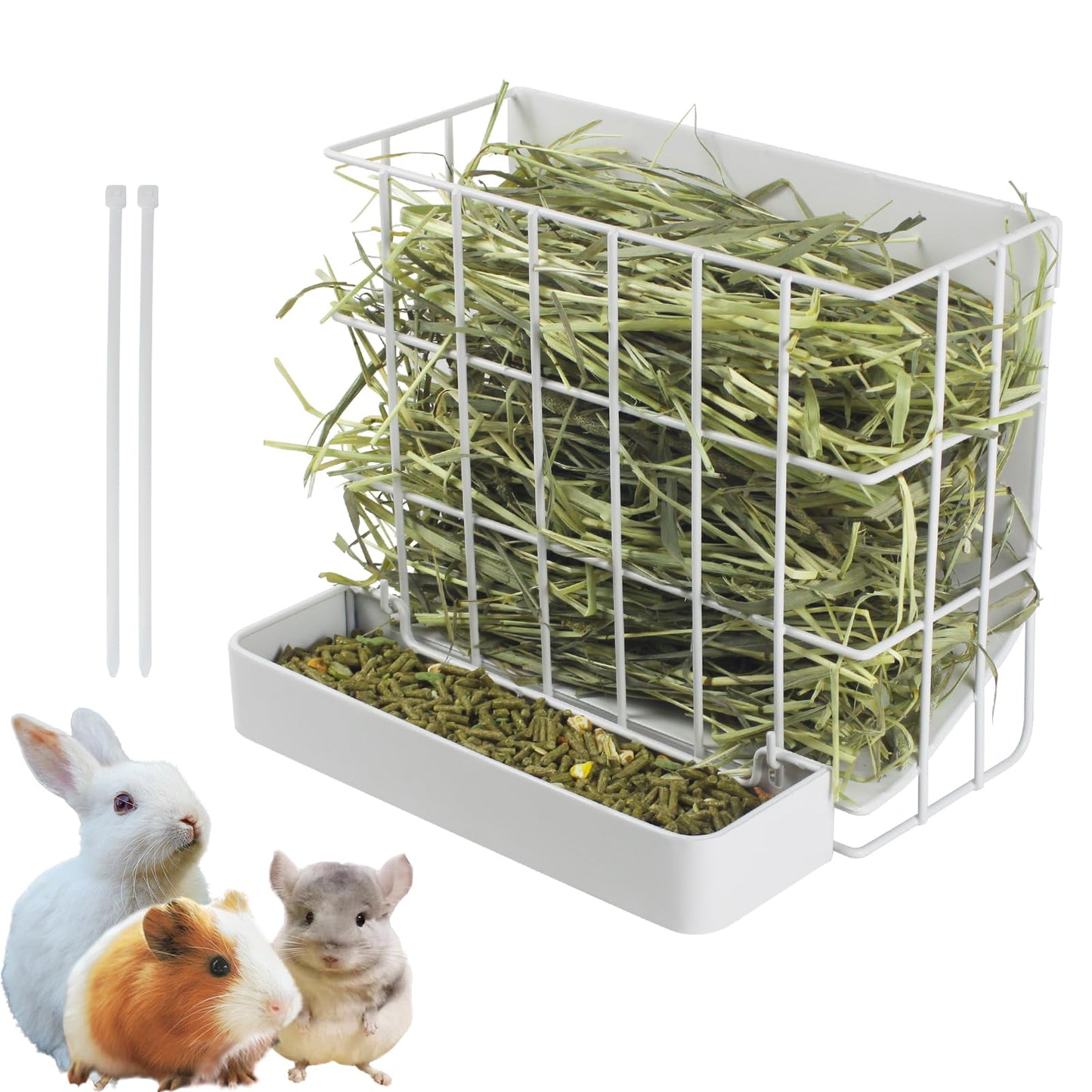 Guinea Pig Hay Feeder，Rabbit Hay Feeder with Heavy-Duty Metal Frame Hay Holder，for Bunny, Guinea Pigs,Chinchillas-6.9x4.7x6.6 inch
