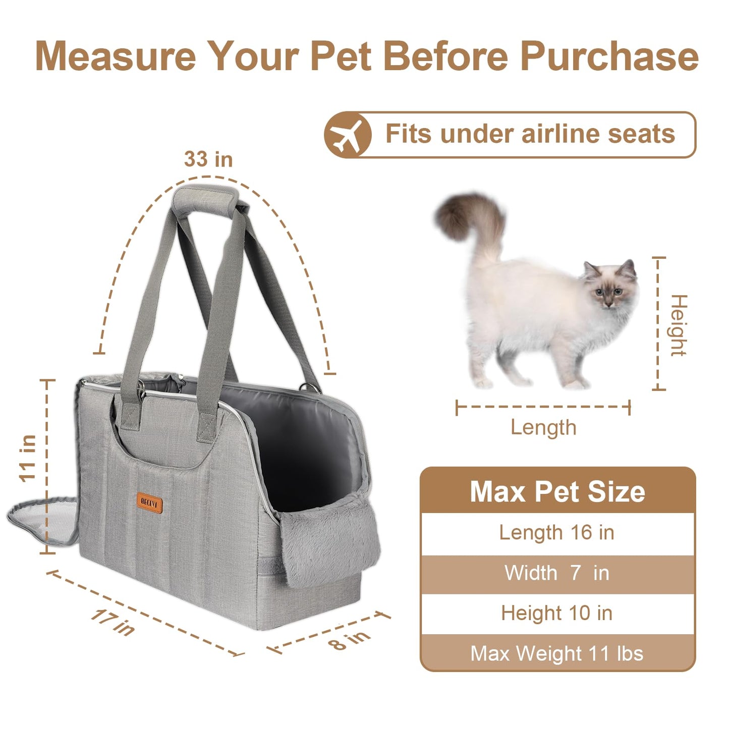 Dog Purse Carrier for Small Dogs Cats Rabbits Up to 12lbs, Lightweight Pet Sling Carriers with Crossbody Strap, Portable Puppy Soft Sided Tote Bag Carrier for Vet,Hiking,Travel Black