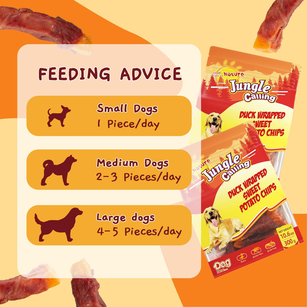 Jungle Calling Chicken & Sweet Potato Treats, Fiber-Rich, Digestible Chews