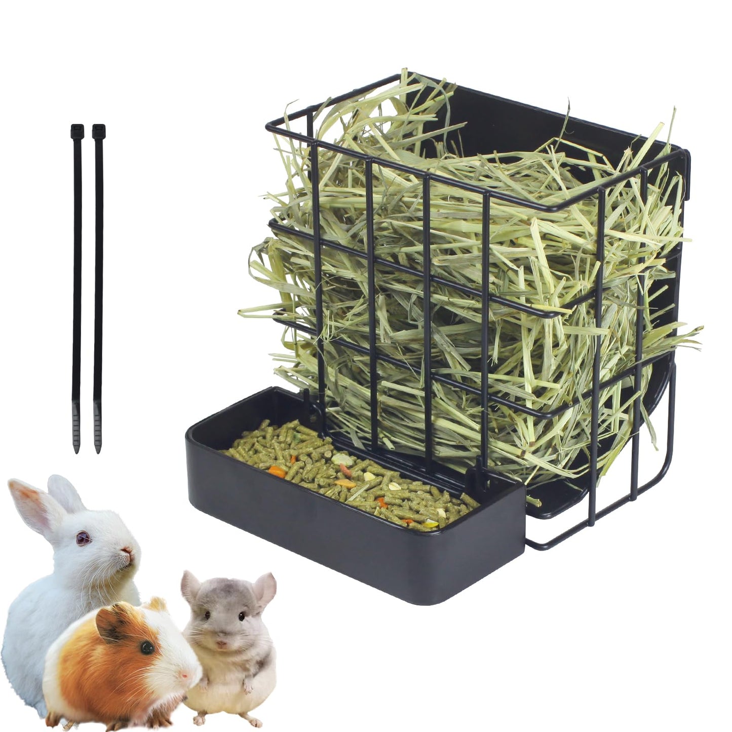 Guinea Pig Hay Feeder，Rabbit Hay Feeder with Heavy-Duty Metal Frame Hay Holder，for Bunny, Guinea Pigs,Chinchillas-6.9x4.7x6.6 inch