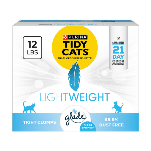 Purina Tidy Cats LightWeight With Glade Clear Springs Multi-Cat, Clumping, Low Dust, Scented Cat litter - 17 lb. Box