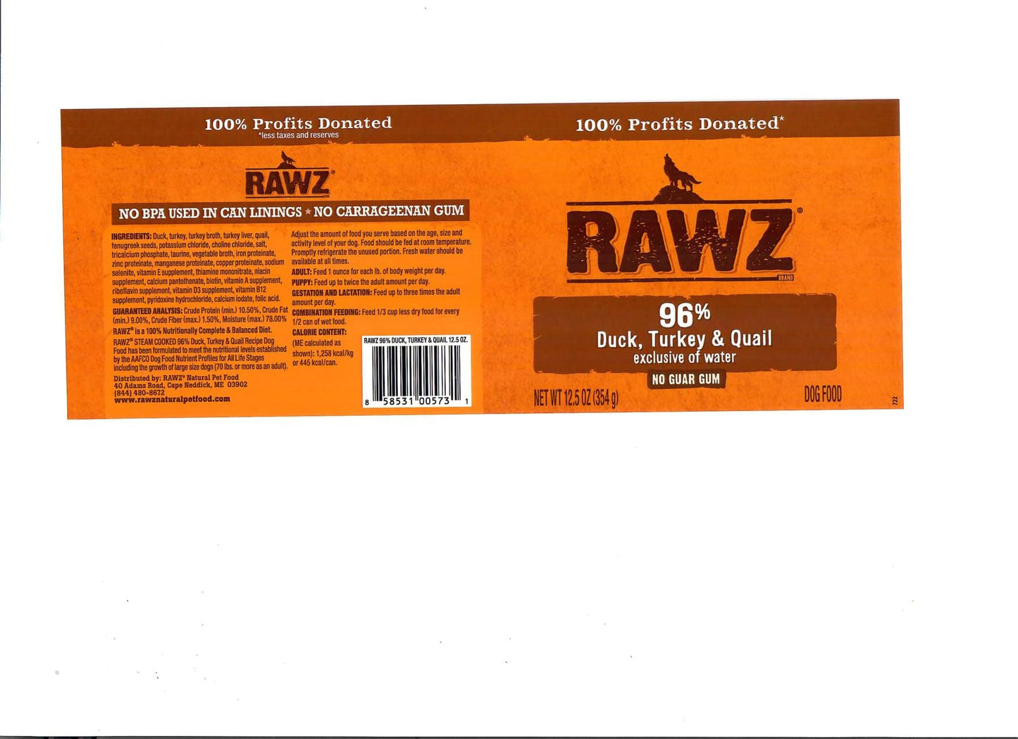 Rawz 96% Meat Canned Wet Food for Dogs 12 Pack/ 12.5 oz. Cans (Beef/Beef Liver)