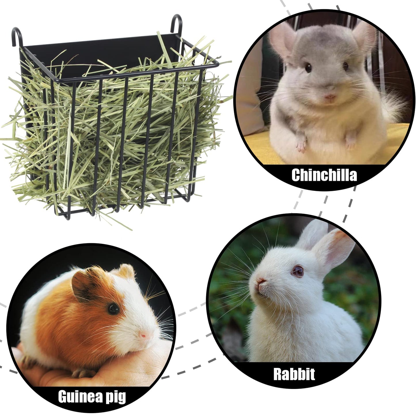 Guinea Pig Hay Feeder，Rabbit Hay Feeder with Heavy-Duty Metal Frame Hay Holder，for Bunny, Guinea Pigs,Chinchillas-6.9x4.7x6.6 inch
