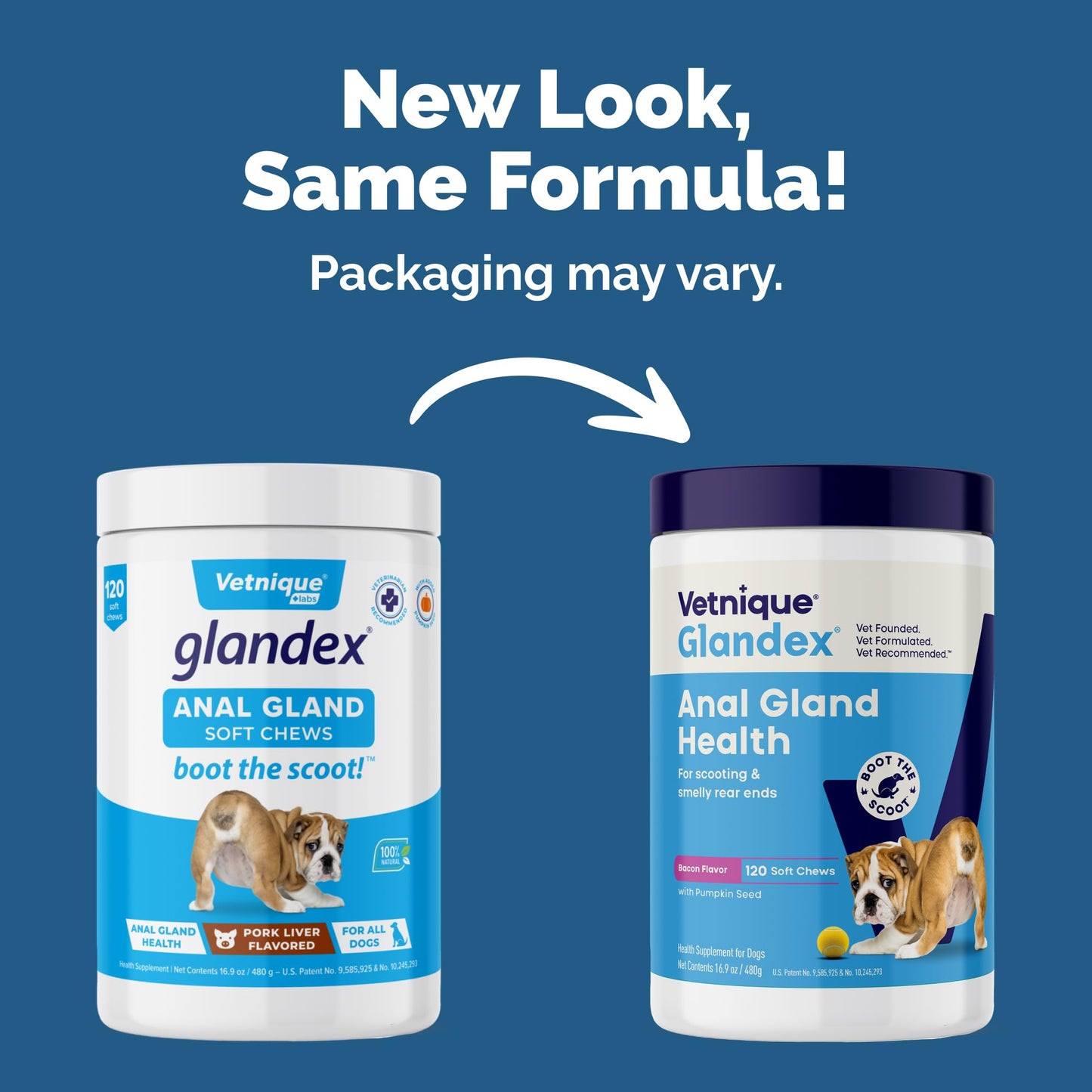 Vetnique Glandex Anal Gland Soft Chew Treats with Pumpkin for Dogs Digestive Enzymes, Probiotics Fiber Supplement for Dogs Boot the Scoot (30ct, Peanut Butter Chews)